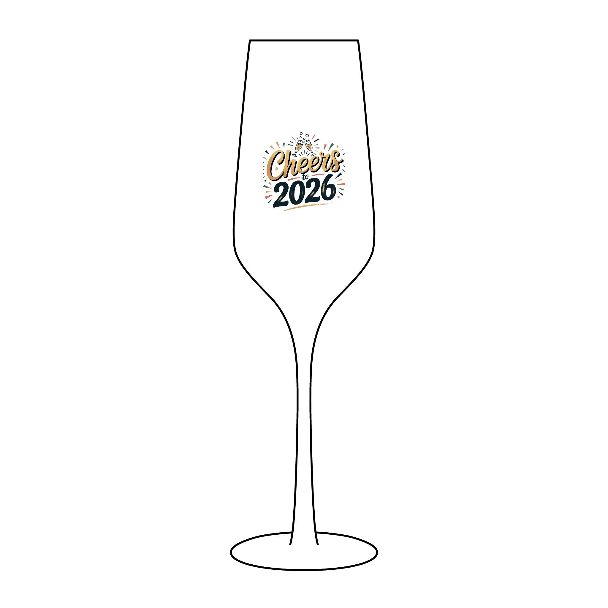 Engraved 'Cheers 2026' Champagne Glass – 8.25 oz Celebration Flute